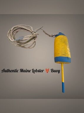 Authentic Maine Lobster Buoy - Yellow and Blue